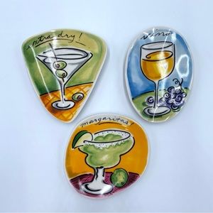 Mud Pie Tracy Flickinger Martini Wine Margarita Appetizer Tray Wall Decor Plates